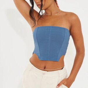 NWT PrettyLittleThing PLT Dusty Blue Boned Corset Size 12